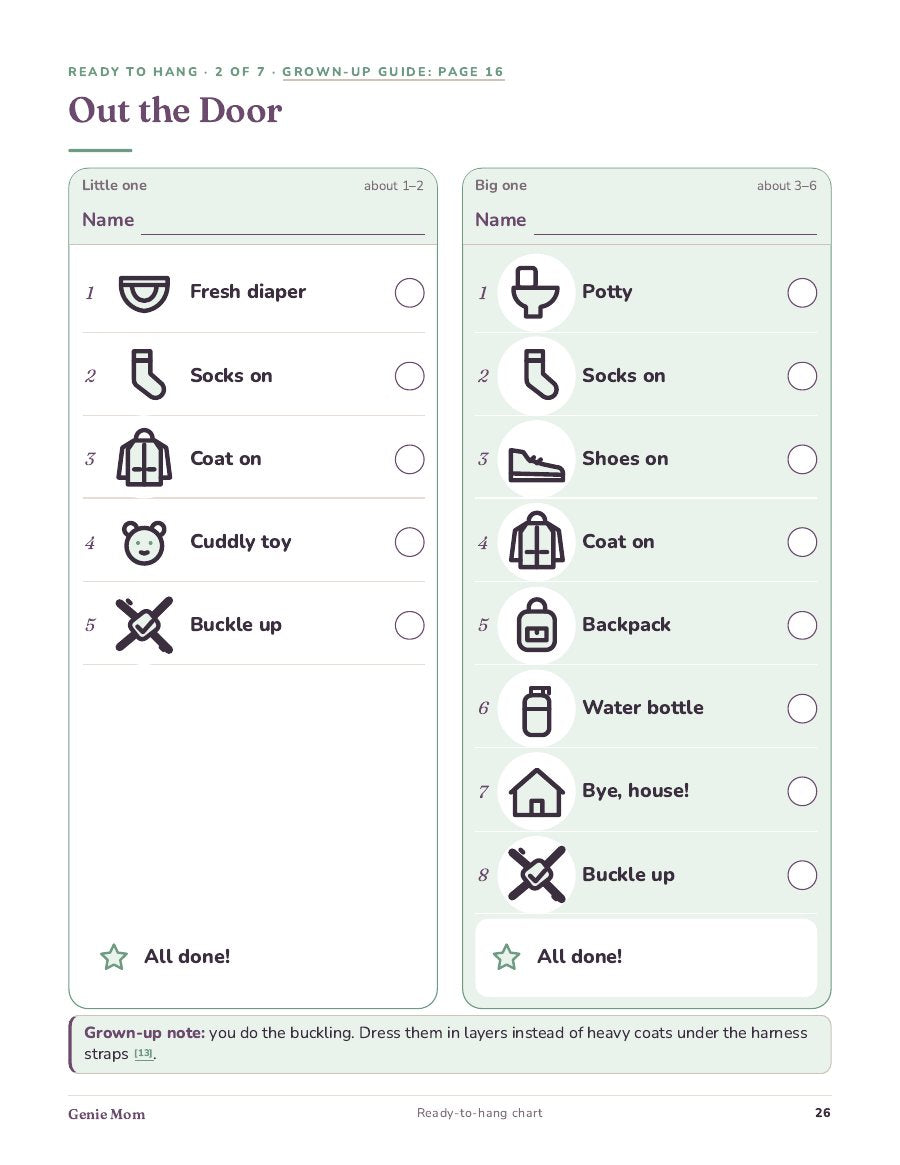 The Out the Door chart from the Kids' Routine System